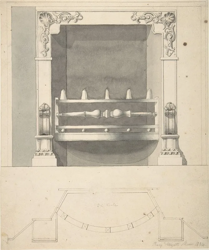 Design For A Cast Iron Hob Grate In Ormolu Wall Art by Benjamin Dean Wyatt - High-Resolution Digital Print