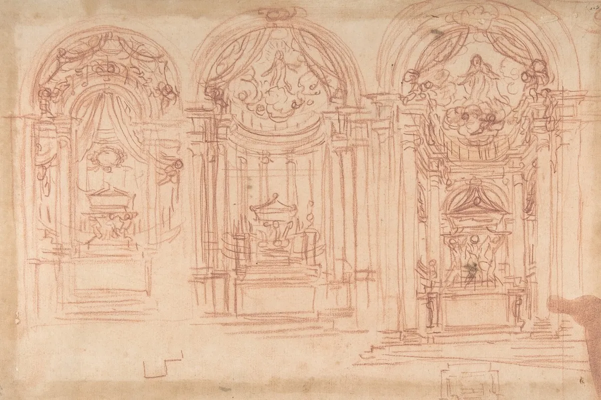Design For A Catafalgue Used On The Occasion Of The Canonization Of Saint Mary Magdalen De Pazzi Florence 1669 Wall Art by Baldassarre Franceschini - High-Resolution Digital Print