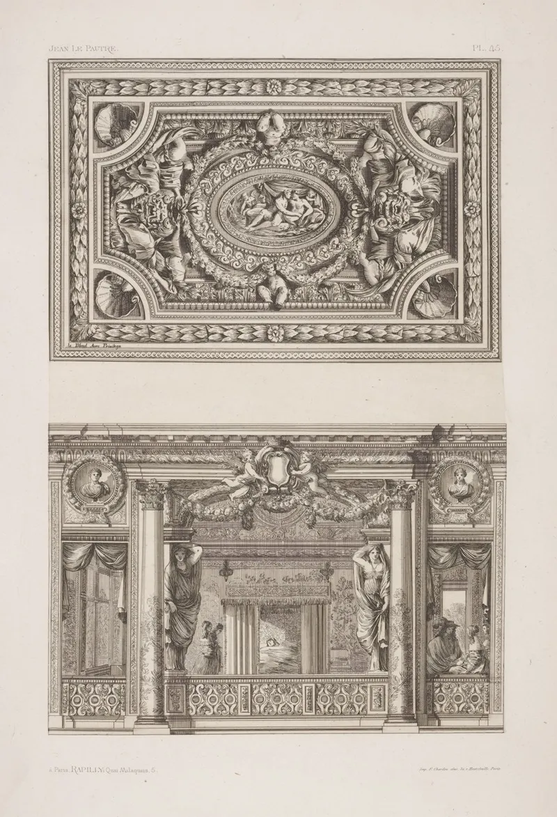 Design For A Ceiling Decoration Scene Of Elaborately Decorated Interior