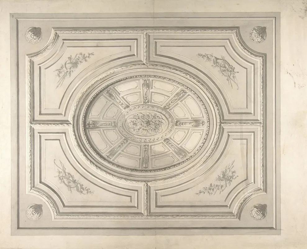 Design For A Ceiling With Trophies And A Trompe Loeil Coffers