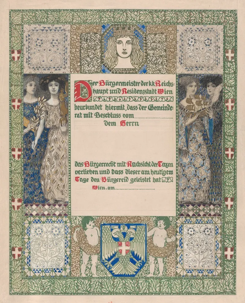 Design For A Certificate Of Citizenship Awarded By The City Of Vienna 2
