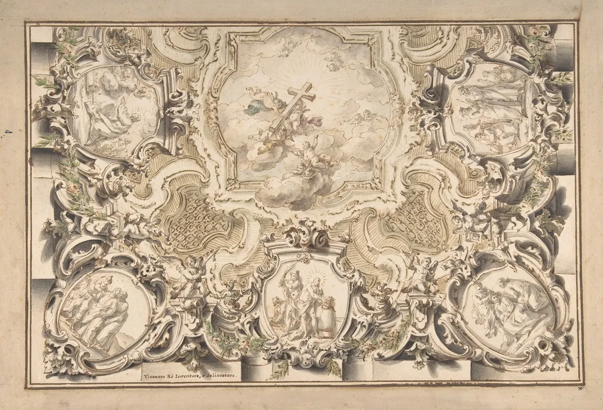 Design For A Church Ceiling Wall Art by Vincenzo dal Re - High-Resolution Digital Print