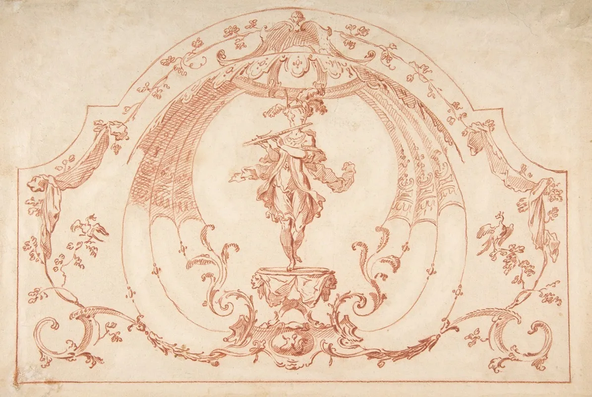 Design For A Decorative Panel With A Flutist
