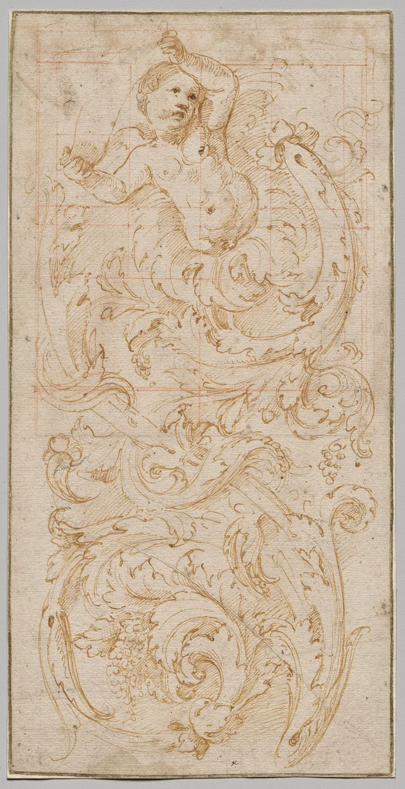 Design For A Frieze With A Putto And Acanthus Leaves