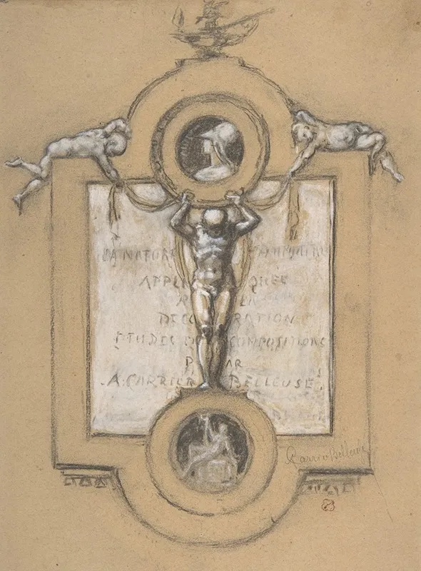 Design For A Frontispiece Wall Art by Albert-Ernest Carrier-Belleuse - High-Resolution Digital Print