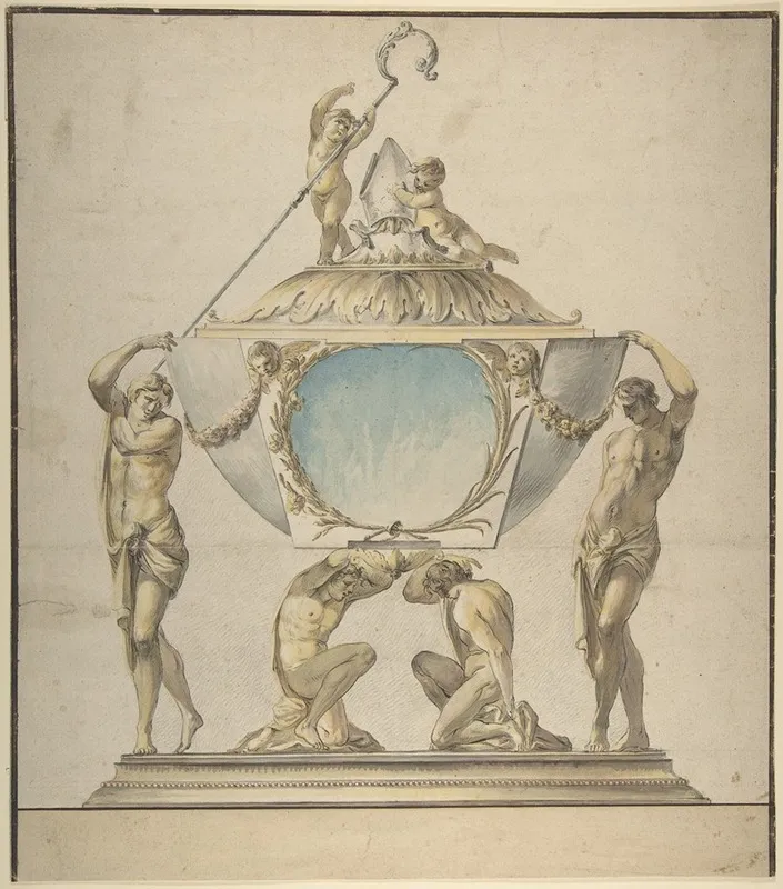 Design For A Gold And Silver Bishops Reliquary Wall Art by Luigi Valadier - High-Resolution Digital Print