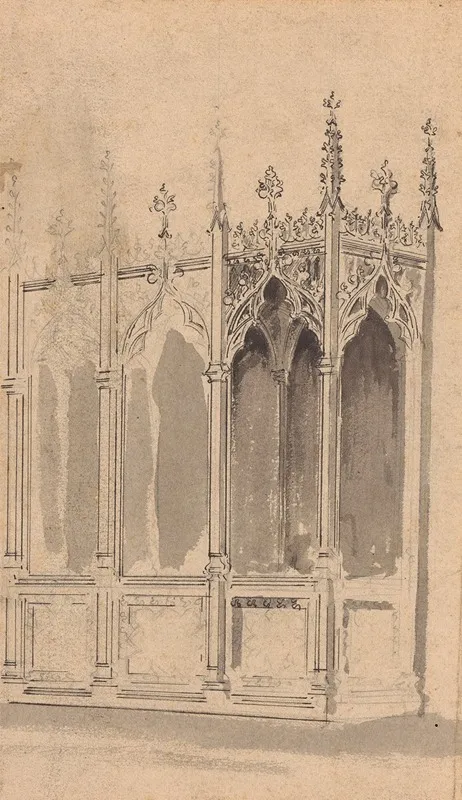 Design For A Gothic Screen Wall Art by Augustus Pugin - High-Resolution Digital Print