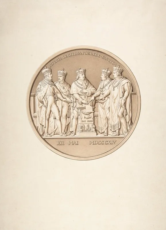 Design For A Medal Commemorating The Treaty Of Paris 1814 Wall Art by Jacques Edouard Gatteaux - High-Resolution Digital Print