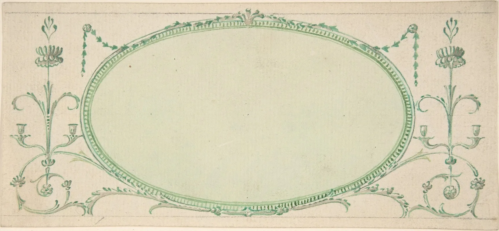 Design For A Mirror In The Form Of A Horizontal Oval Elevation