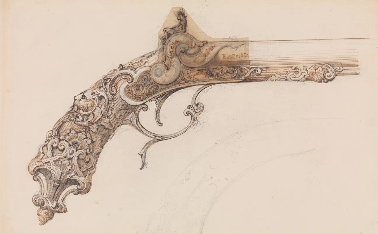 Design For A Percussion Pistol Wall Art by Martin Riester - High-Resolution Digital Print