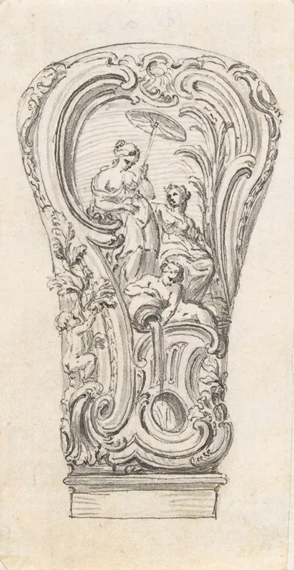 Design For A Repousee Cane Handle Wall Art by Juste Aurèle Meissonnier - High-Resolution Digital Print