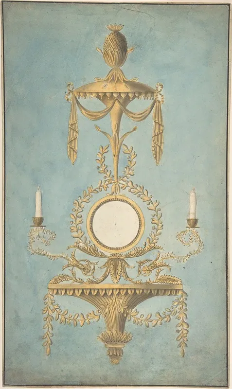 Design For A Sconce With A Mirror Wall Art by John Yenn - High-Resolution Digital Print