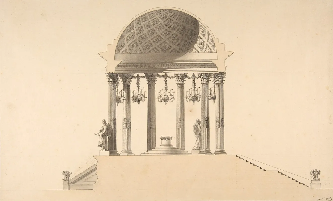 Design For A Section Of A Domed Corinthian Temple 2 Wall Art by Pierre Mathieu - High-Resolution Digital Print