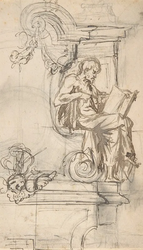 Design For A Sepulchral Monument With A Seated Prophet Or Philosopher