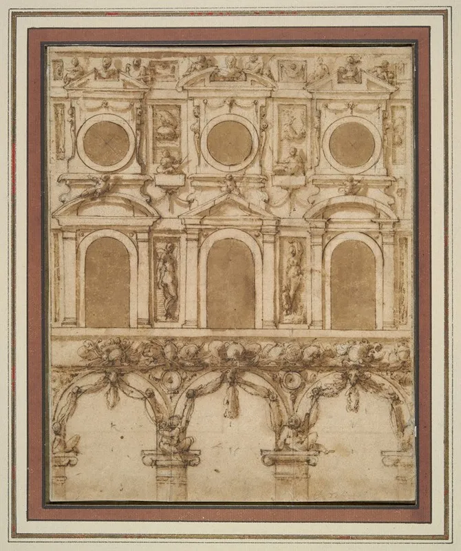 Design For A Temporary Decoration Of The East Wall Of The Palazzo Vecchio Courtyard