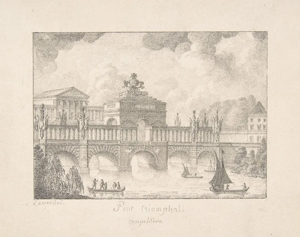 Design For A Triumphal Bridge Wall Art by Joseph Rose Lemercier - High-Resolution Digital Print