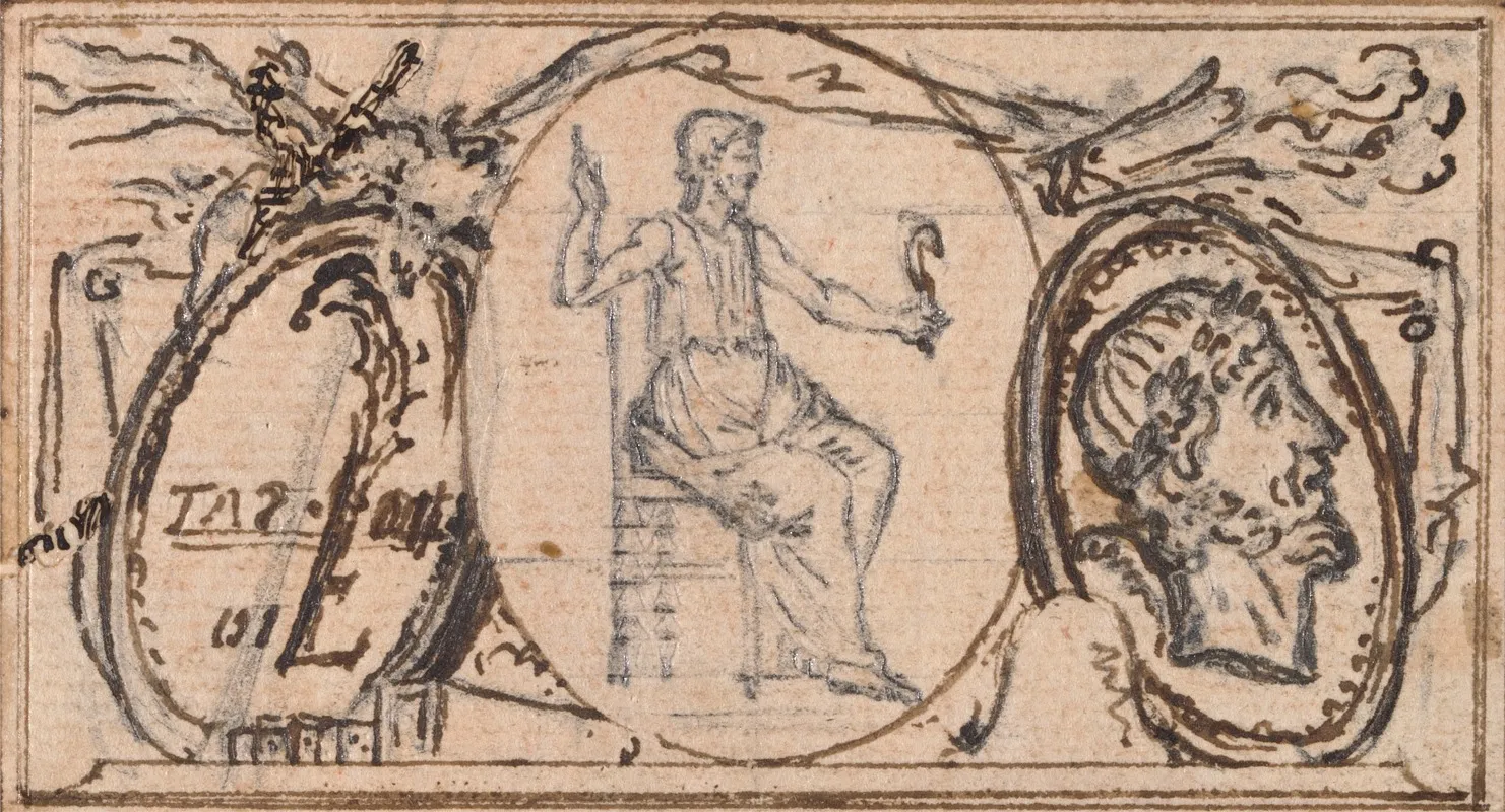 Design For A Vignette Seated Classical Figure