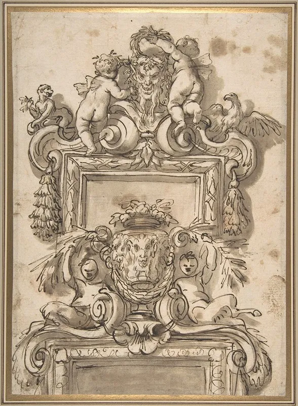 Design For An Overdoor Decoratio Wall Art by Gregorio de' Ferrari - High-Resolution Digital Print