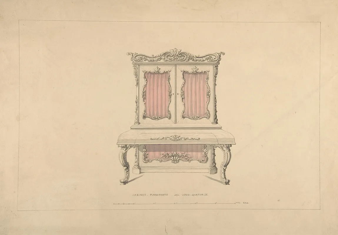 Design For Cabinet Pianoforte Louis Quatorze Style