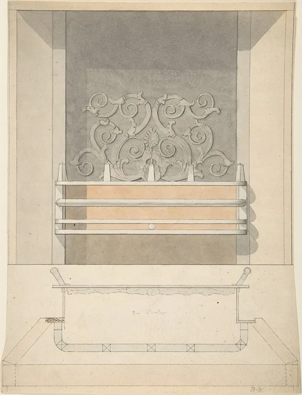 Design For Cast Iron Grate With Green Metal Surround Wall Art by Benjamin Dean Wyatt - High-Resolution Digital Print