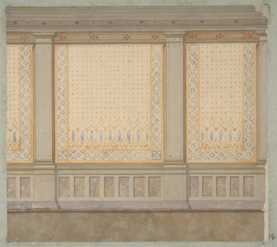 Design For Decoration Of A Wall With Painted Panels Separated By Pilasters