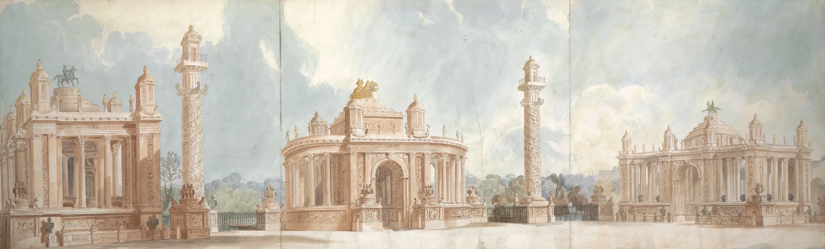 Design For Hyde Park And St James Park Entrance Wall Art by Sir John Soane - High-Resolution Digital Print