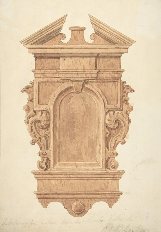 Design For Oak Carving From The Fireplace Jerusalem Chamber Westminster Wall Art by Charles James Richardson - High-Resolution Digital Print