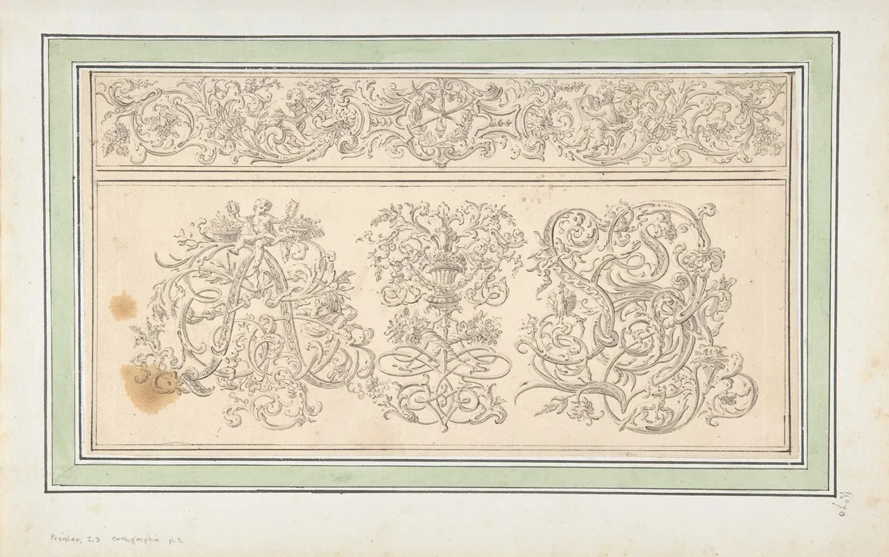 Design For Orthographia Pl 2 Wall Art by Johann Daniel Preissler - High-Resolution Digital Print