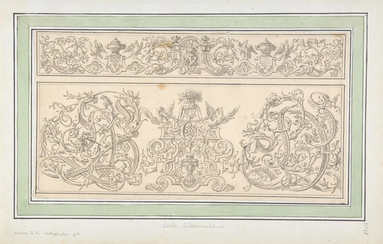 Design For Orthographia Pl 5 Wall Art by Johann Daniel Preissler - High-Resolution Digital Print