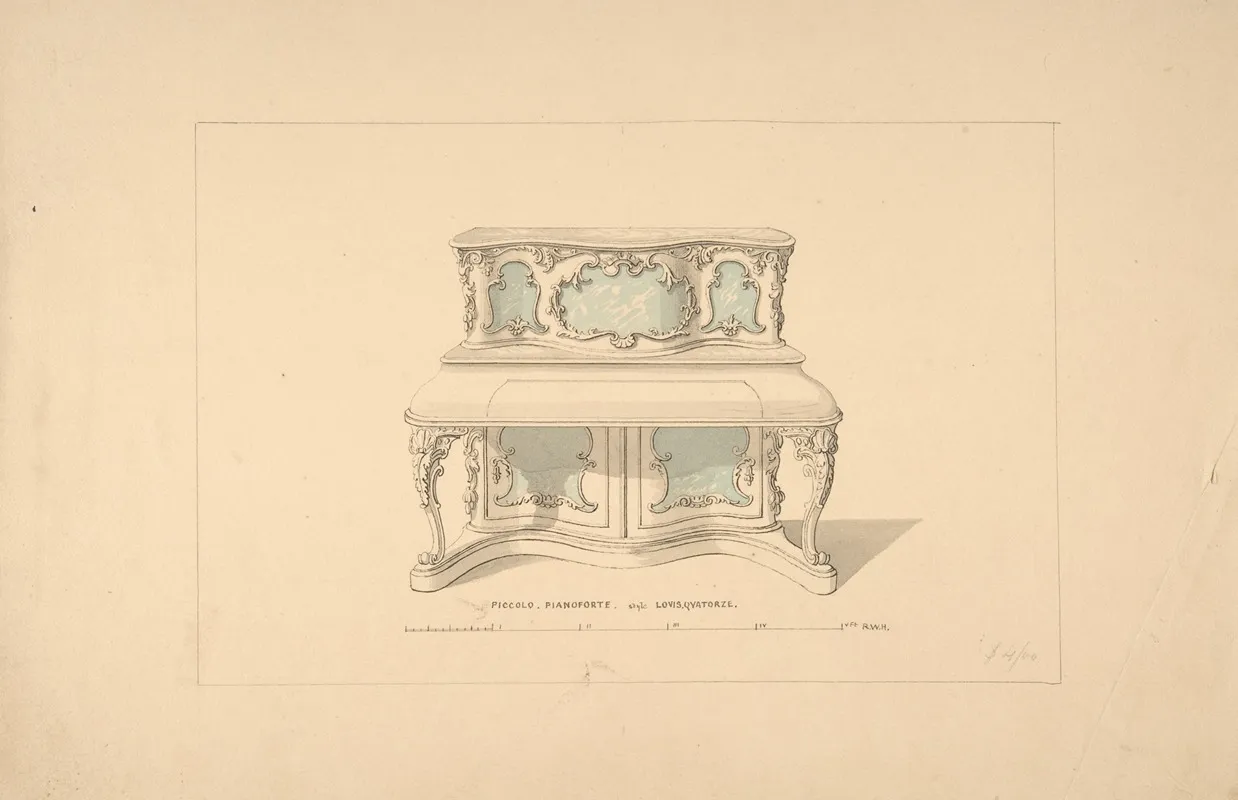 Design For Piccolo Pianoforte Louis Quatorze Style