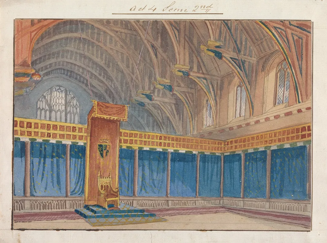 Design For Setting Of Charles Keans Richard Ii At The Princesss Theatre On March 12 1857 Act 4 Scene 2 Wall Art by George Cressal Ellis - High-Resolution Digital Print