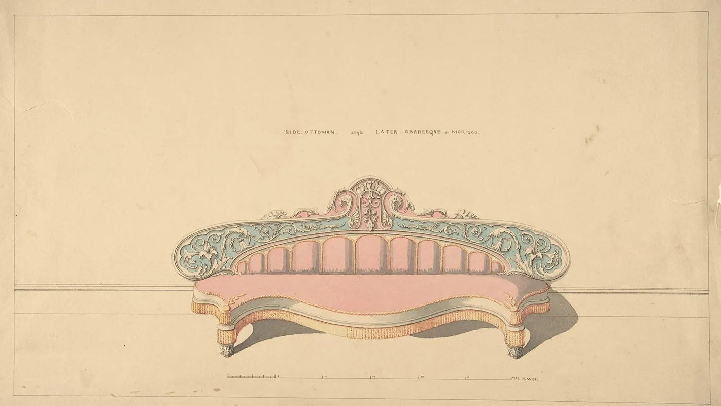 Design For Side Ottoman Later Arabesque Or Morisco Style