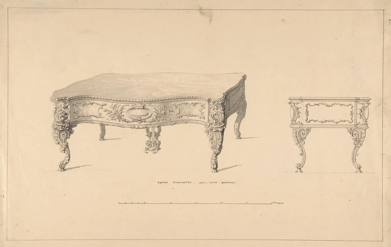 Design For Square Pianoforte Louis Quatorze Style