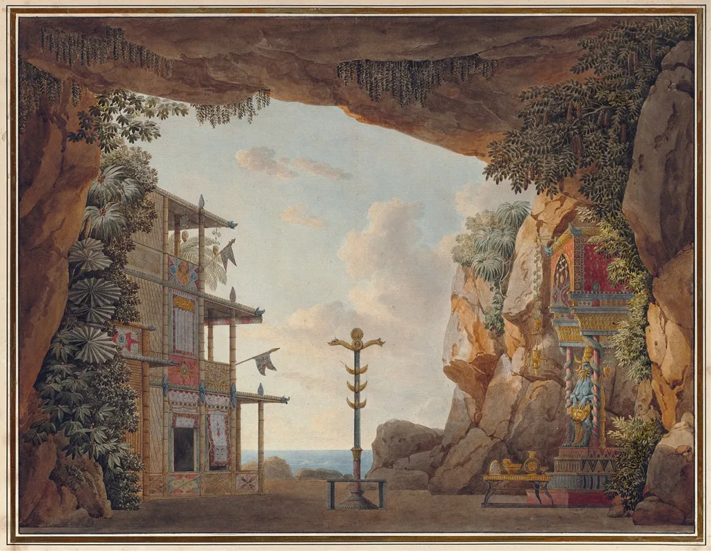 Design For Stage Set For The Second Act Of Elisca Or Lhabitante De Madagascar Wall Art by Jean Thomas Thibault - High-Resolution Digital Print