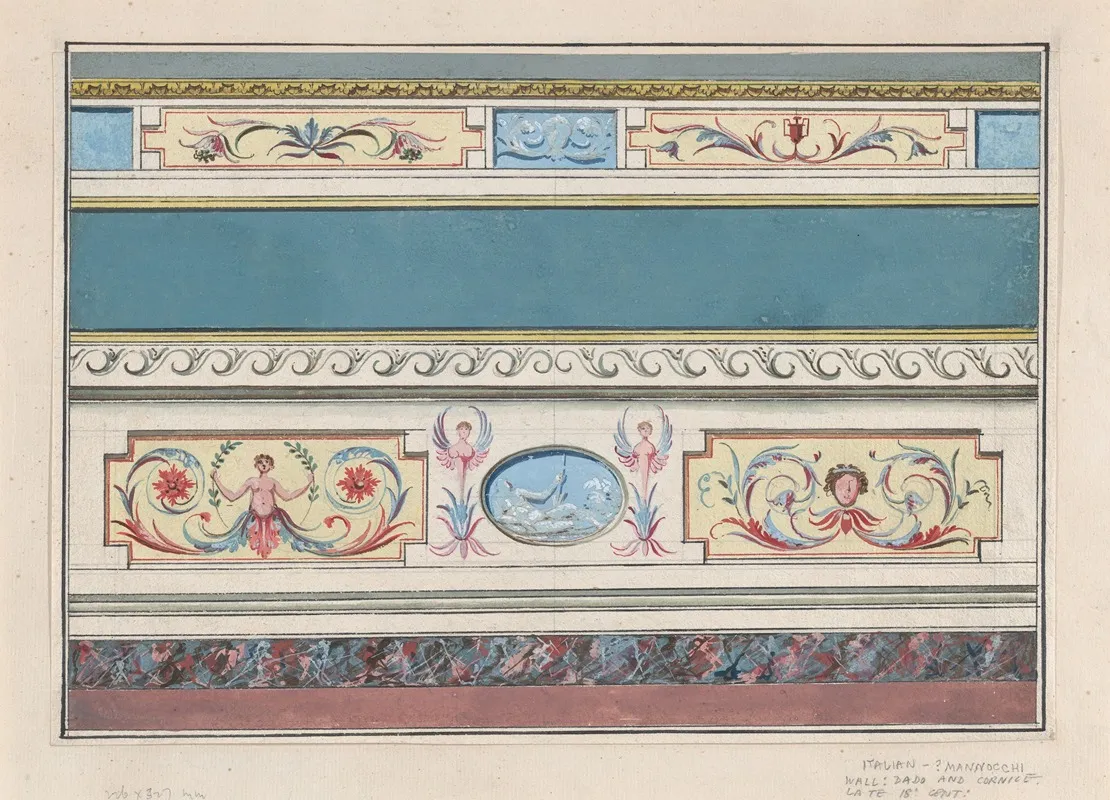 Design For The Decoration Of A Cornice And Dado With Neoclassical Motifs Wall Art by Guiseppe Mannocchi - High-Resolution Digital Print
