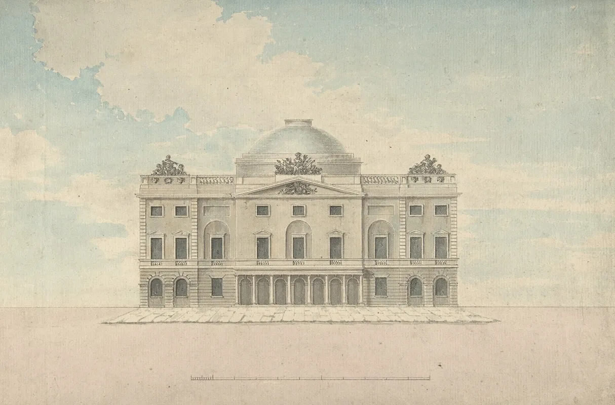 Design For The Facade Of A Theater Perspective Wall Art by Charles Middleton - High-Resolution Digital Print