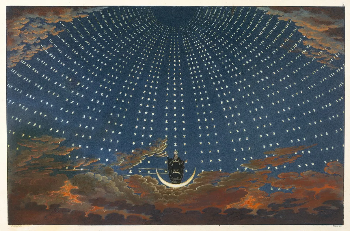 Design For The Magic Flute The Hall Of Stars In The Palace Of The Queen Of The Night Act 1 Scene 6