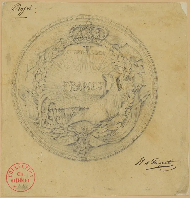 Design For The Medal To Commemorate The Charter Of 1830 2 Wall Art by Henri-Baron de Triqueti - High-Resolution Digital Print