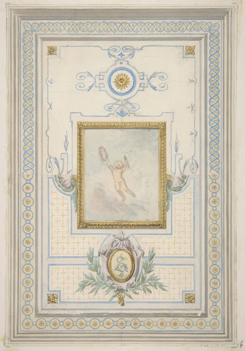 Design For The Painted Decoration Of A Ceiling With The Monogram As