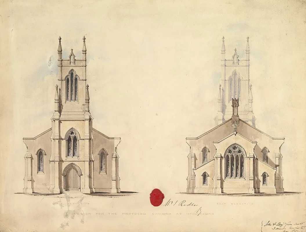 Design For The Proposed Church At Middlesborough Wall Art by John Green - High-Resolution Digital Print