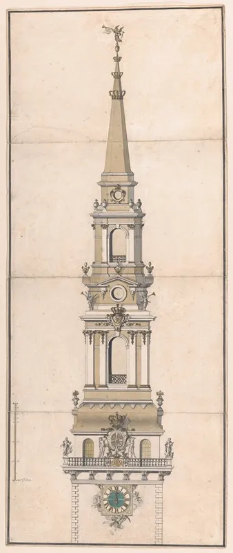 Design For The Spire Of The Church Of Our Lady In Copenhagen Wall Art by Vincents Lerche - High-Resolution Digital Print