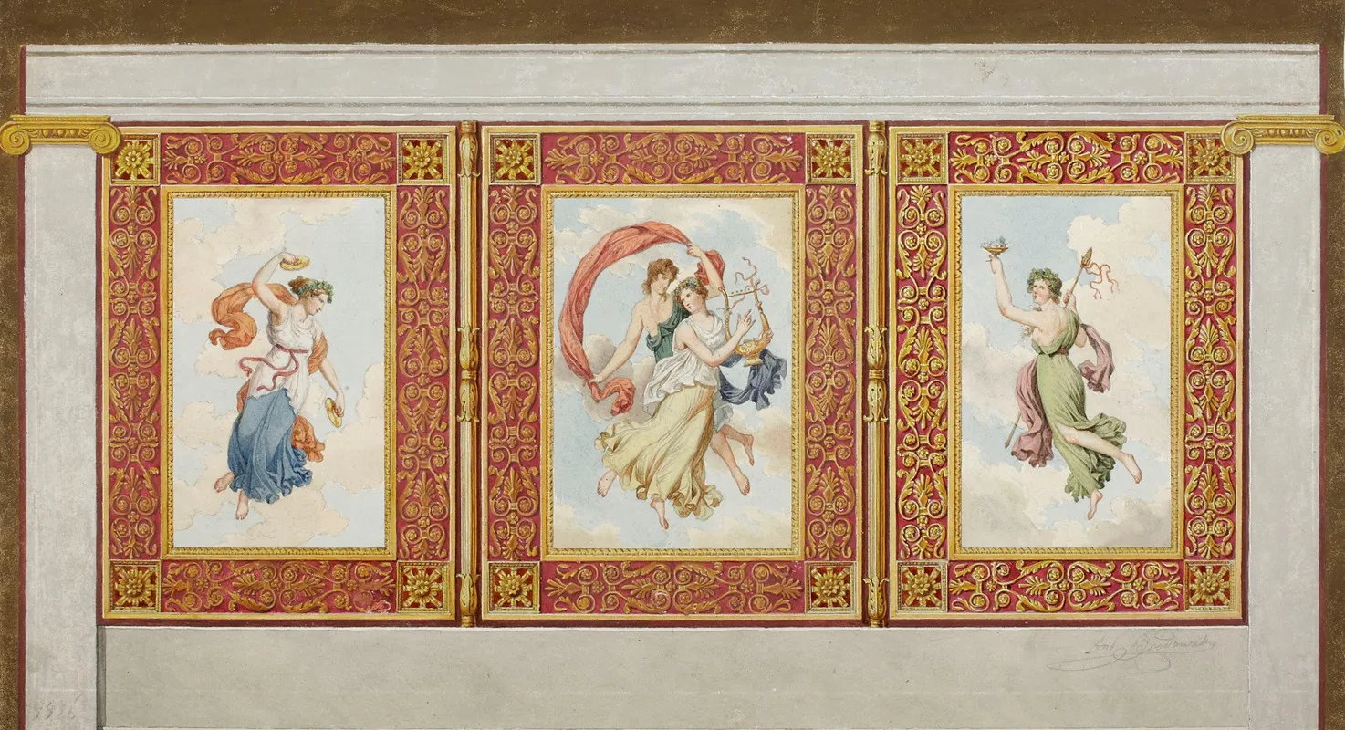 Design For Wall Paintings For The Reduta Hall Of The National Theatree Wall Art by Antoni Brodowski - High-Resolution Digital Print