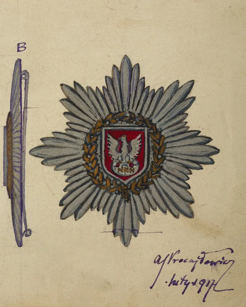 Design Of The Commemorative Badge For The Supreme National Committee Wall Art by Antoni Stanisław Procajłowicz - High-Resolution Digital Print