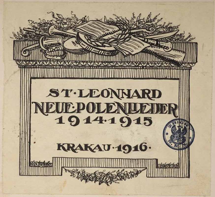 Design Of The Cover Of The Book Neue Polenlieder 1914 1915 By Stanislaw Leonhard Wall Art by Antoni Stanisław Procajłowicz - High-Resolution Digital Print