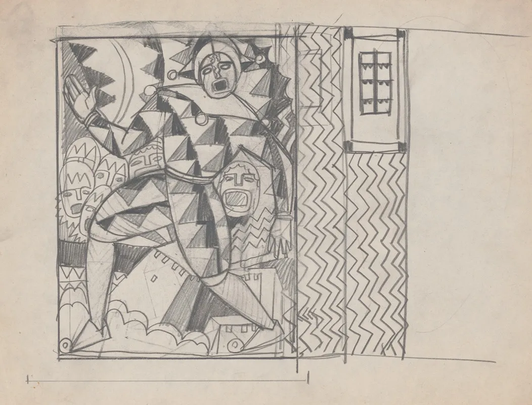 Design Sketches For Hotel Alamac 71st And Broadway New York Ny Sketch For Medieval Grill Murals Wall Art by Winold Reiss - High-Resolution Digital Print