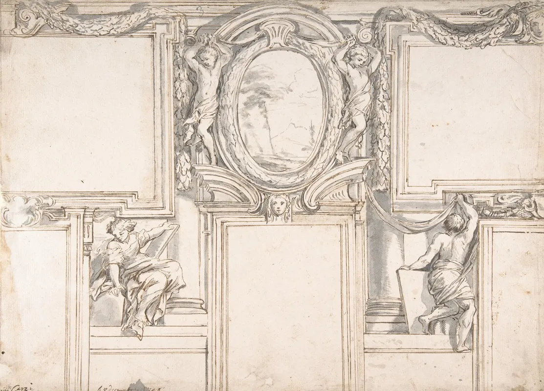 Design Wall Elevation With Stucco And Painted Decorations 2