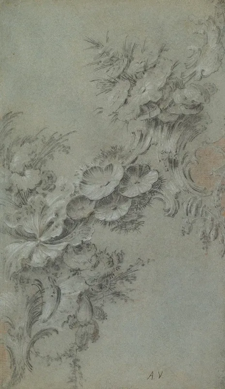 Design With Flowers And Rocaille Ornaments
