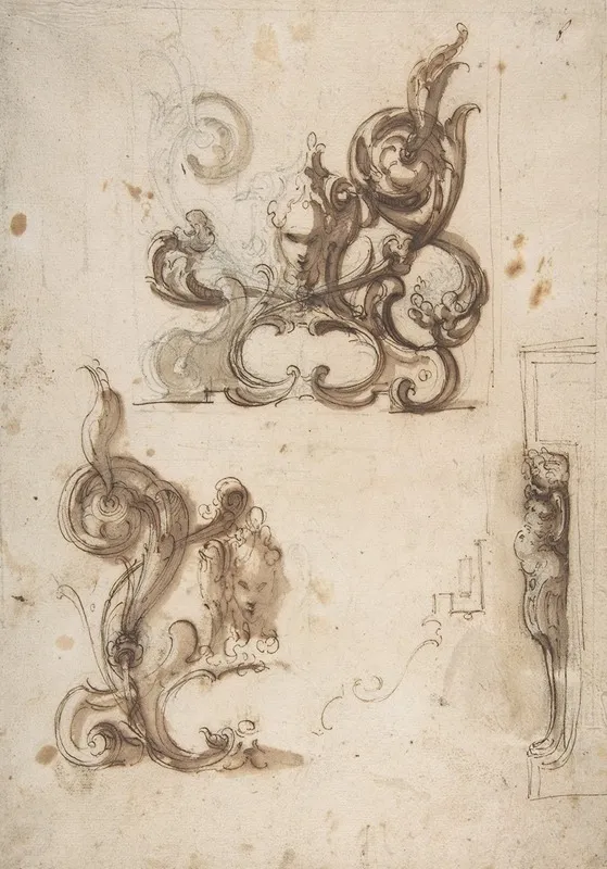 Designs For Ornamental Motifs And For A Herm Supporting A Chimney Piece Wall Art by Moncalvo (Guglielmo Caccia) - High-Resolution Digital Print