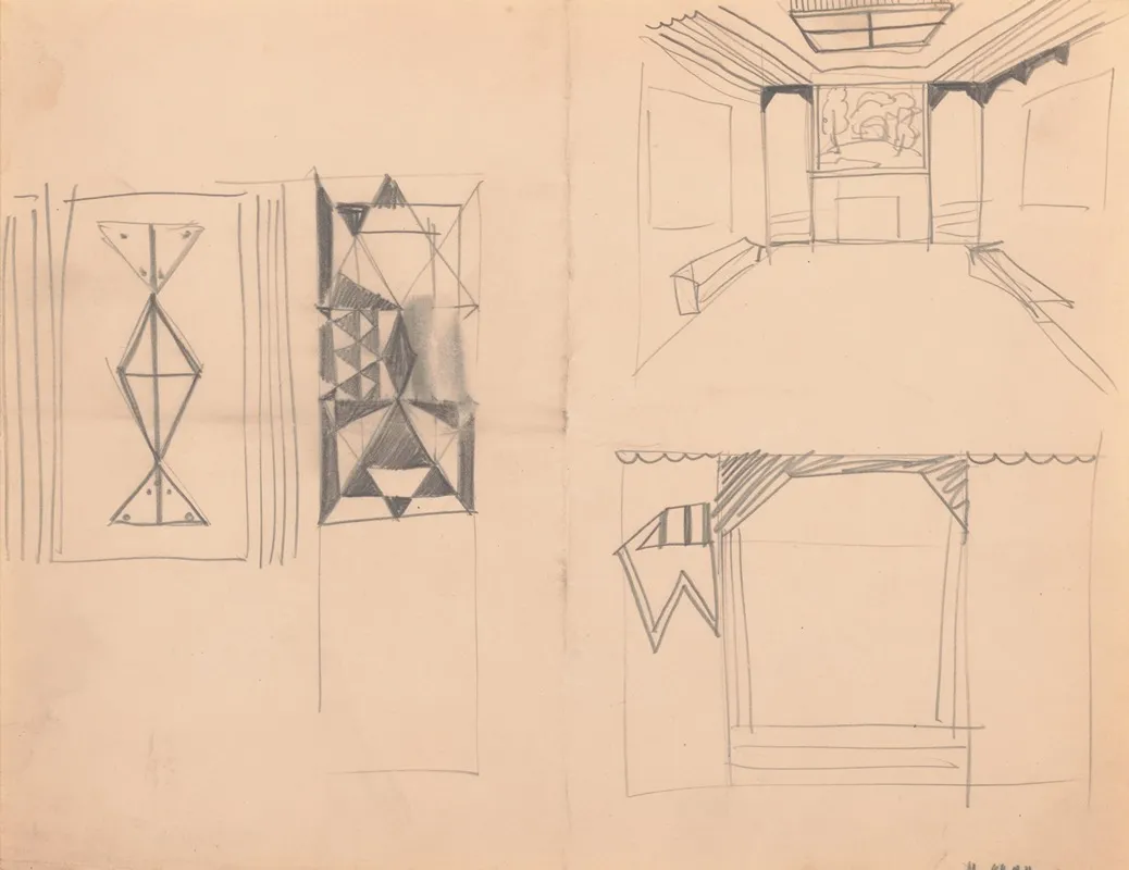 Designs For Shellball Apartments 8300 Talbot St At Lefferts Blvd Kew Gardens New York Ny Design For Main Lobby Wall Art by Winold Reiss - High-Resolution Digital Print