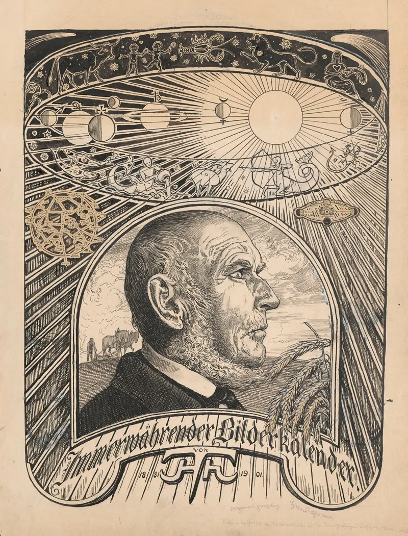 Designs For The Cover Of The Eternal Calendar In Paintings Wall Art by Hans Thoma - High-Resolution Digital Print